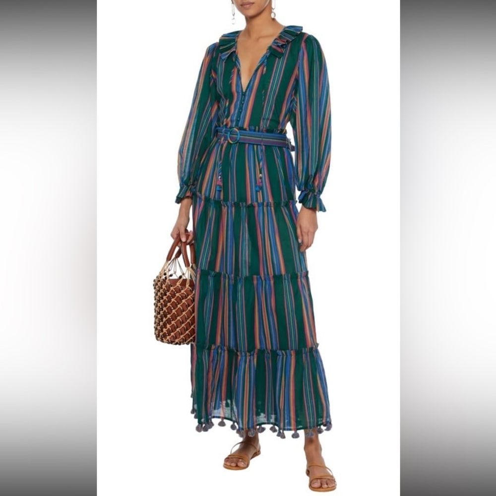 Zimmermann Allia Striped Cotton Blouse and Maxi Skirt Set Size 1